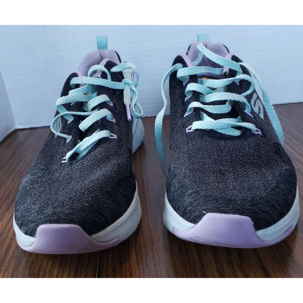 Skechers Comfy Wave Woman's Arch Fit Size 11 Black Lavender Shoes - Picture 2 of 15
